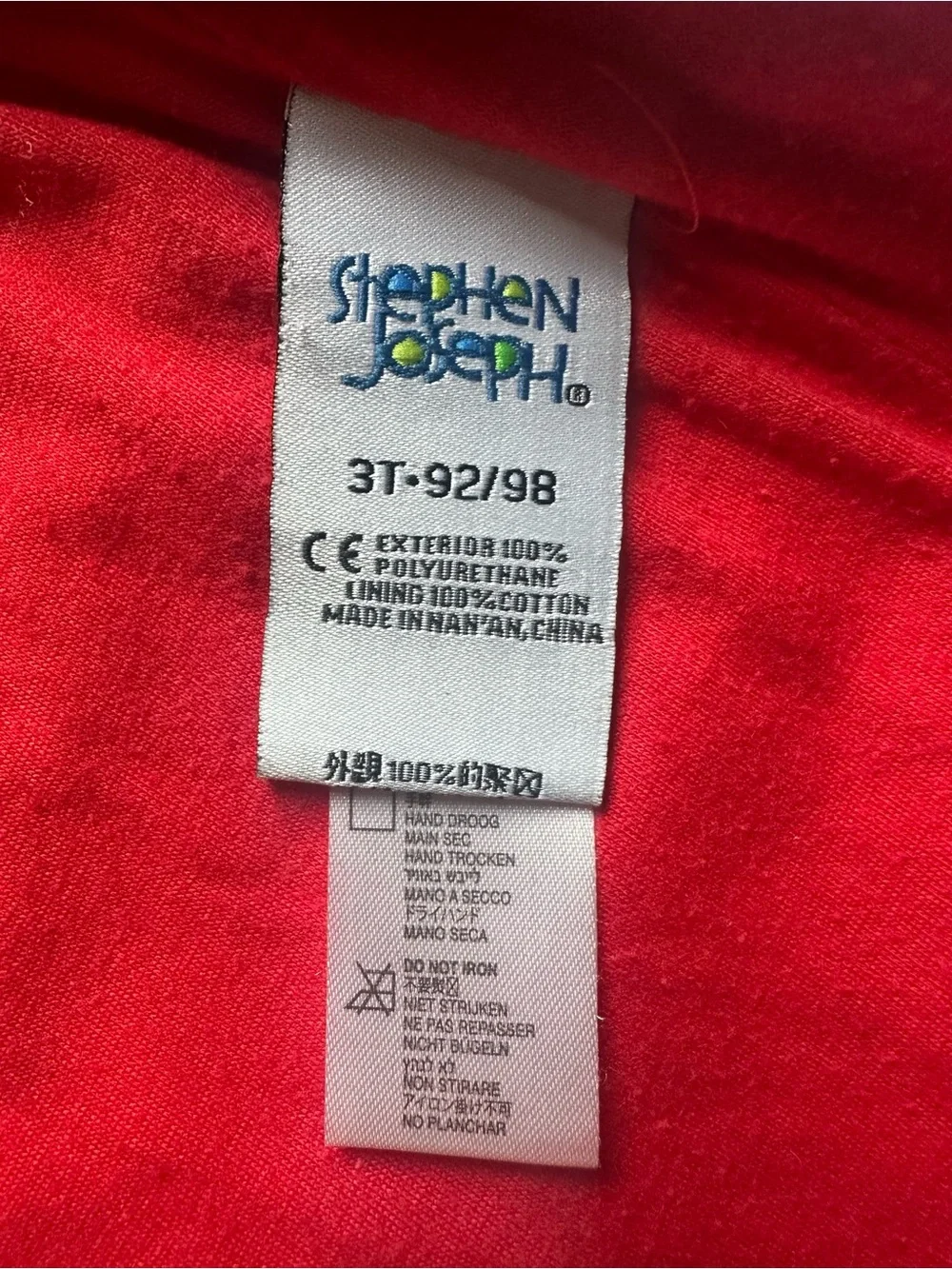 Stephen Joseph kids firefighter rain jacket Size 3T
